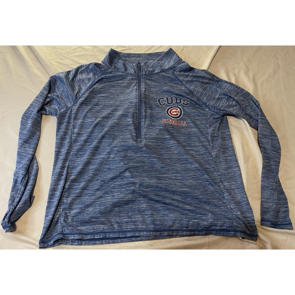 Antigua Chicago Cubs Shirt Mens XL Blue Quarter Zip Pullover MLB Baseball LS